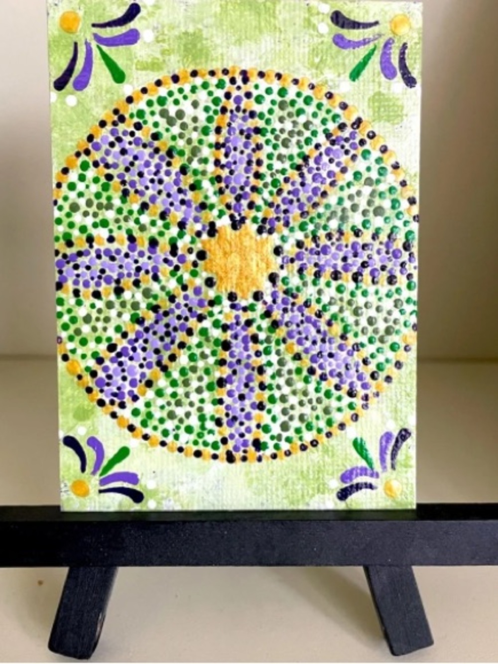 ACEO Collectible Original Art “Daisy Daze” Dot Pointillism Mandala Mini Signed